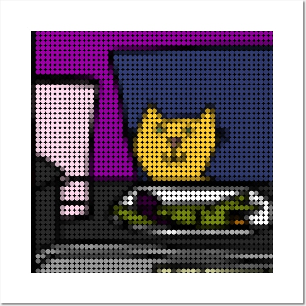 Cat At A Table Meme Goes Dotty Wall Art by ellenhenryart